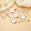 Jewelry niche design sense irregular round dripping oil white bracelet necklace stud earrings ring set