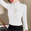 Women's Double-Sided Velvet Brushed Half-High Collar Warm Long-Sleeve Shirt - Autumn/Winter 2023 Style, Solid Color