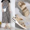 New European and American Cross Border Leisure Air Cushion Sole Large  Wedge Heel Comfortable Rhinestone Sandals