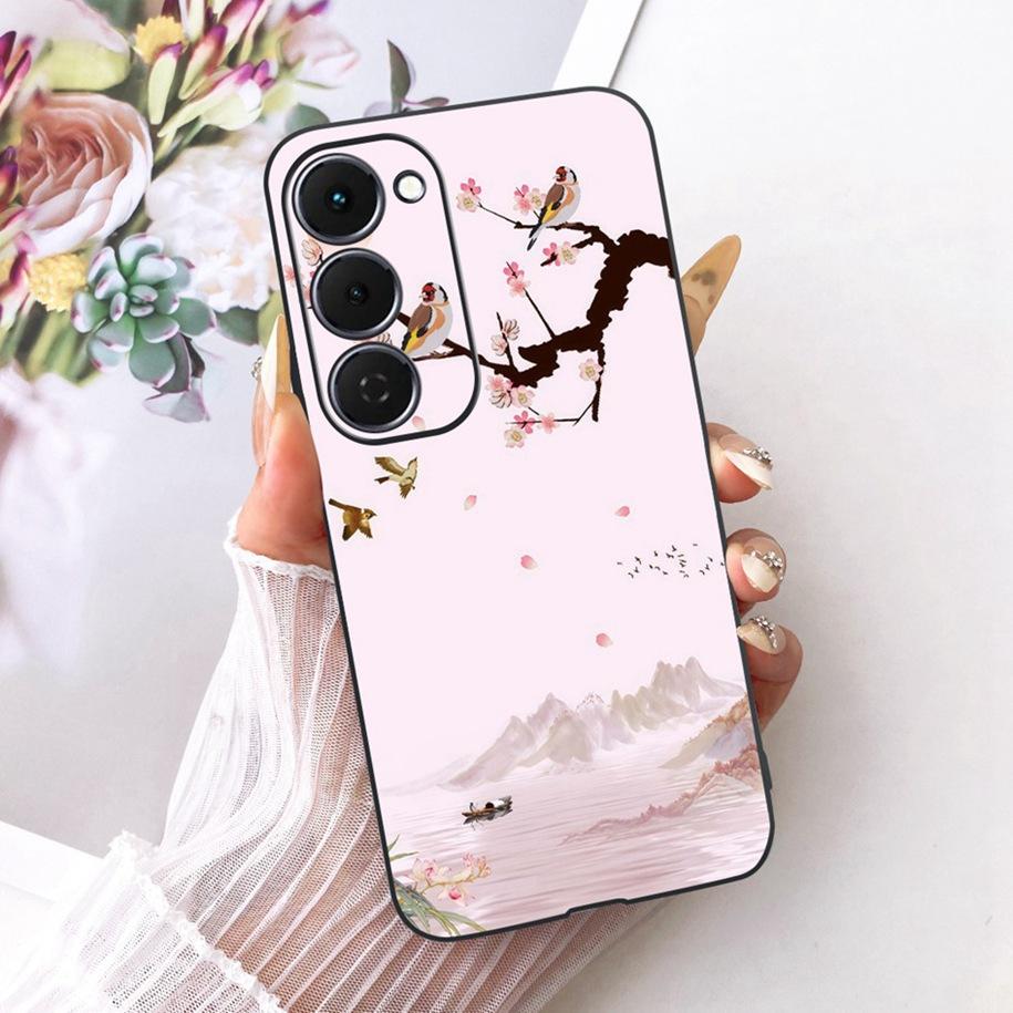 Case For Tecno Spark 40 Pro 40Pro+ 4G Cover Fashion Flower Phone Case Slim Black Silicone Soft Cover For Tecno Spark40 40C Shell