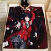 1Pc Kakegurui Print Flannel Blanket, High Quality Comfortable for All Seasons, Home Decor, Warmth and Comfort, Perfect for Christmas Gifts