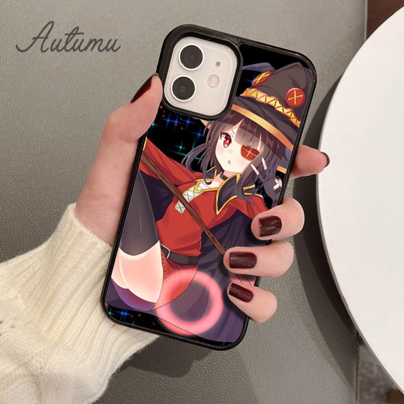Anime megumin konosuba Etui na telefon dla iPhone 11 12 13 14 Pro Max mini X XR XS SE 2020 5 6S 7 8 Plus Samsung Galaxy S21 S22 Pokrowiec