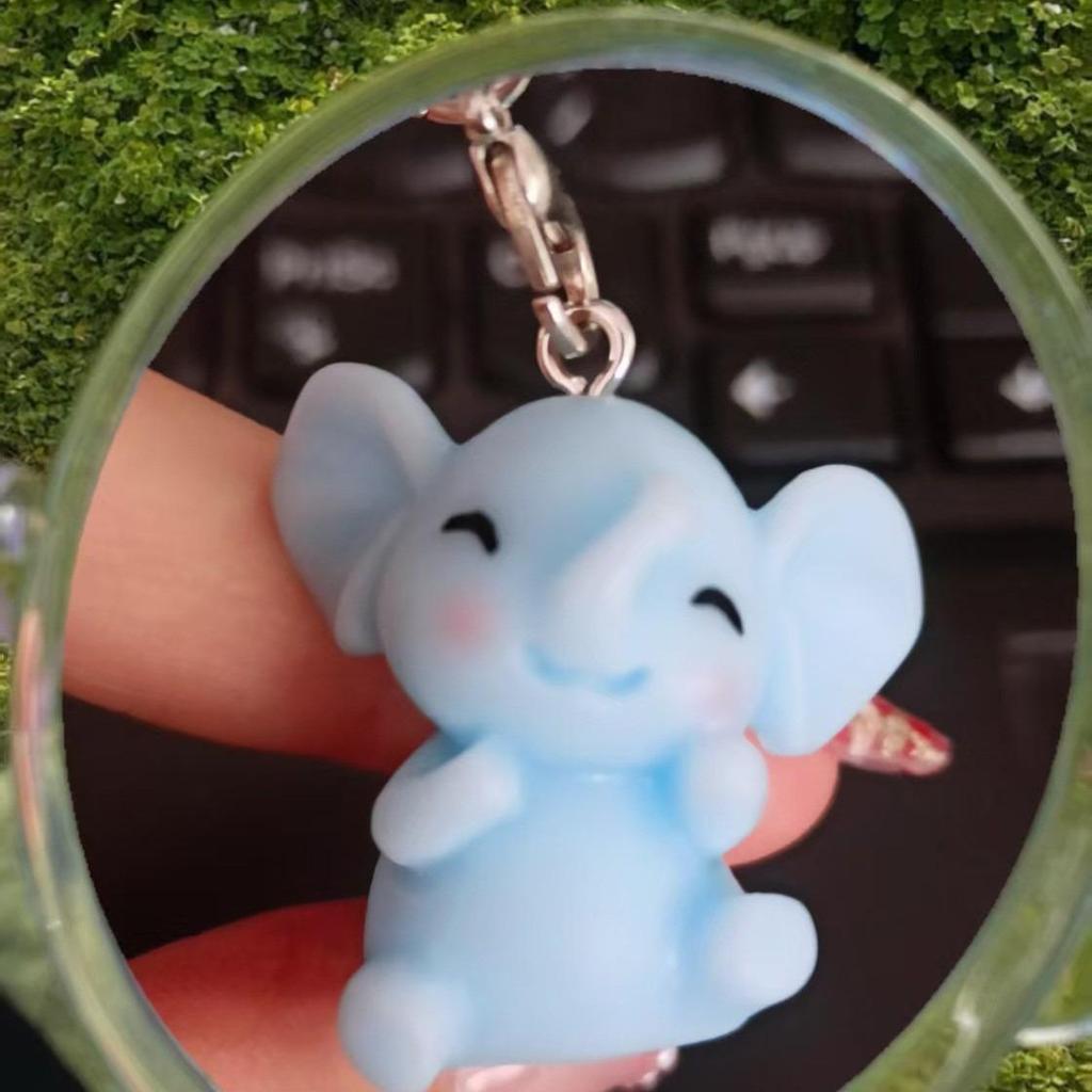 Adorable Blue Elephant Resin Ornament for Creative Desk or Miniature Scenery
