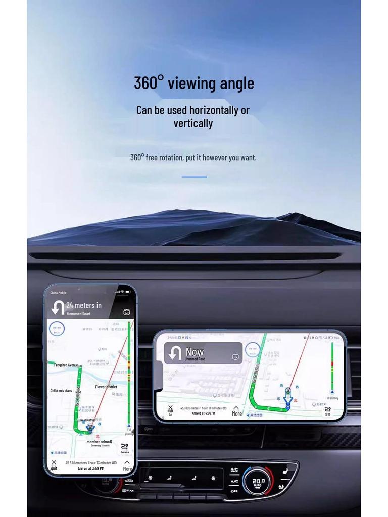 Senfan QI2 15W Magnetic Wireless Car Charger with LED Ambient Light Holder for Apple Devices.