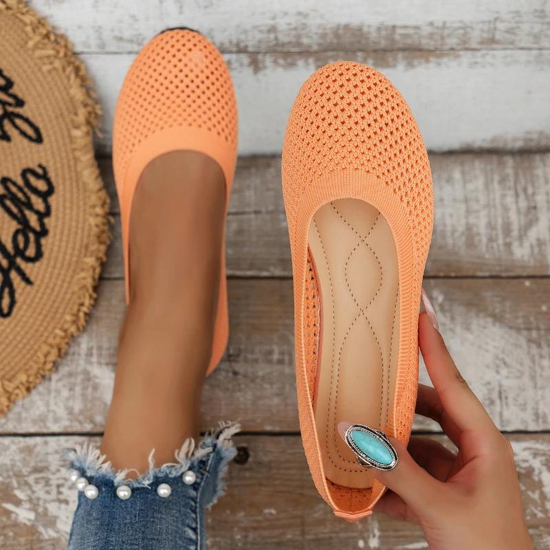 Flat Sole Single Shoe Women's 2024 Spring/summer/autumn New Mesh Fabric Shallow Mouth Soft Sole Breathable Women's Shoes