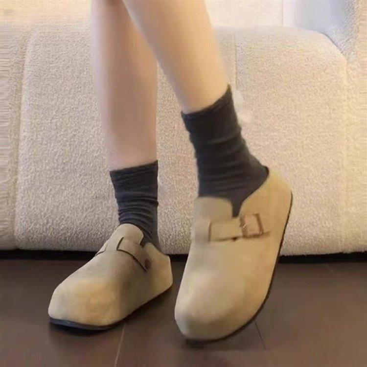 Fashion Women's Slippers for Outerwear 2025 Summer New Style One-foot Thick-soled Closed-toe BOKEN Half-slippers