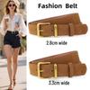 Women's Retro Suede Belt, Maillard Style, 3.5cm with Gold Buckle - Perfect for Jeans