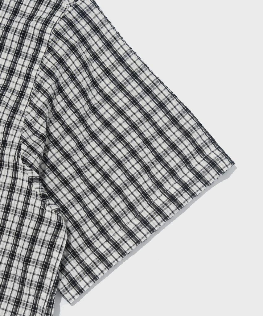 CARGOBROS Crease Loose Fit Check Short Sleeve Shirt (White)