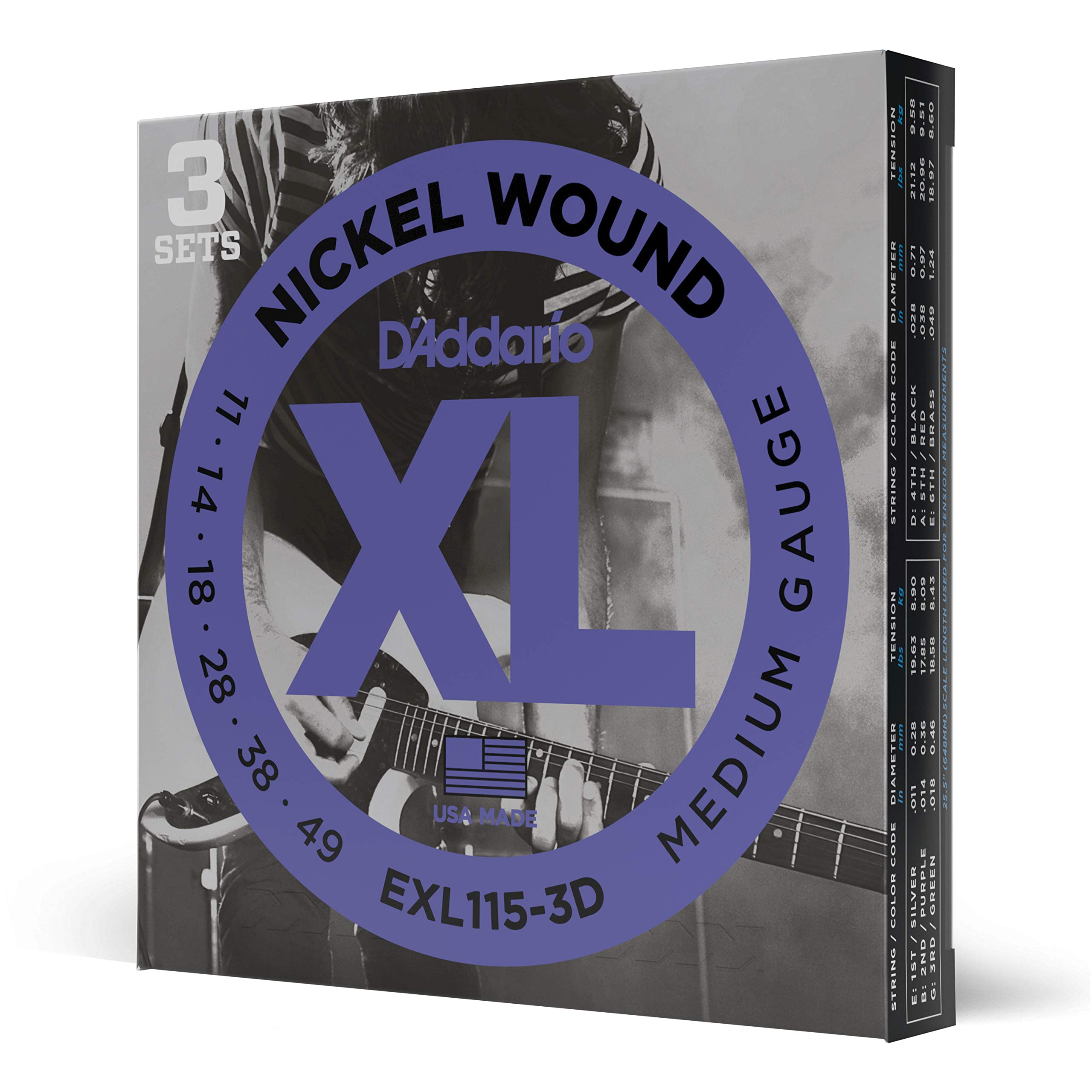 

Струны для электрогитары D Addario, никель, BluesJazzRock .011-.049 EXL115-3D, 3 комплекта []