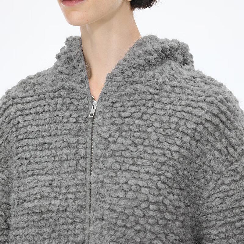 JNBY 2025 Winter Hooded Alpaca Blend Knit Cardigan