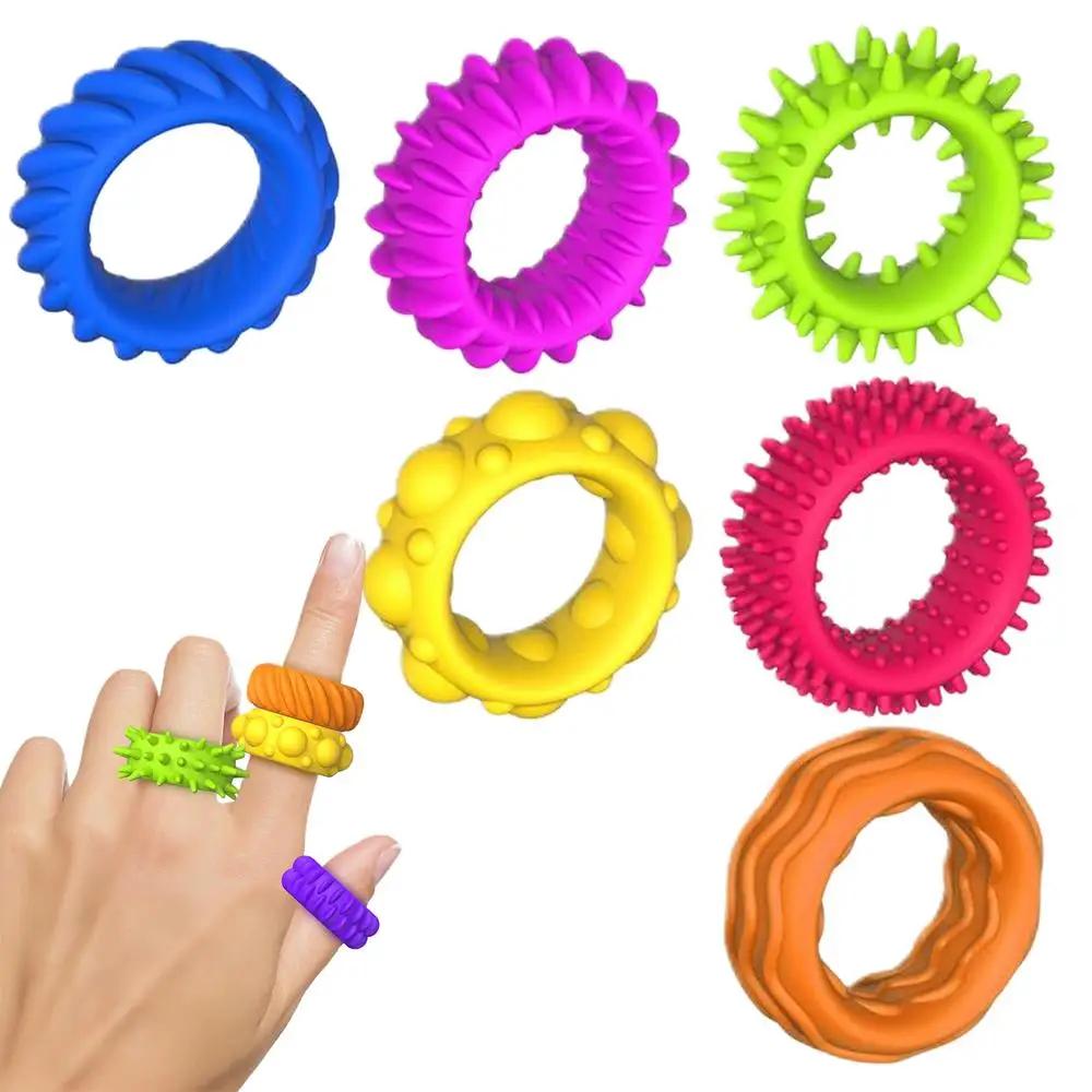 12er Set Sensorische Ringe für Teenager und Erwachsene Stressabbau Massagegerät Linderung Fidget Spielzeug Akupressur Stachelig zur Unterhaltung Spiel Sicher Kinderfreundlich Spaß