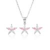 S925 Sterling Silver Pink Star Necklace & Earring Set - Elegant 2025 Clavicle Jewelry for Women