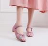 Beijing Embroidered Retro Mid-Heel Qipao Shoes: Ethnic Hanfu Dance Footwear with Pointed Toes