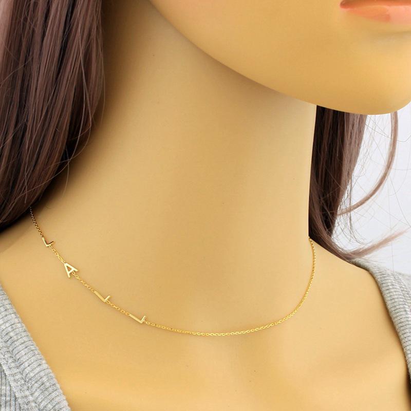 Personalized Stainless Steel Letter Necklace - 18K Gold-Plated Titanium Steel for Women