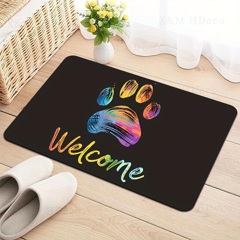 Giant Paw Print Welcome Area Rug - Non-Slip Machine Washable Mat for Living Room Bedroom Kitchen Bathroom Entryway Floor Decor