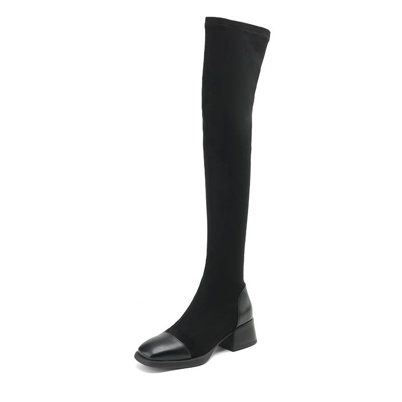 Knee Pole Dance Boots Pants Socks Boots Elastic Suede Skinny Boots Thick High Heels 33-43 Boots