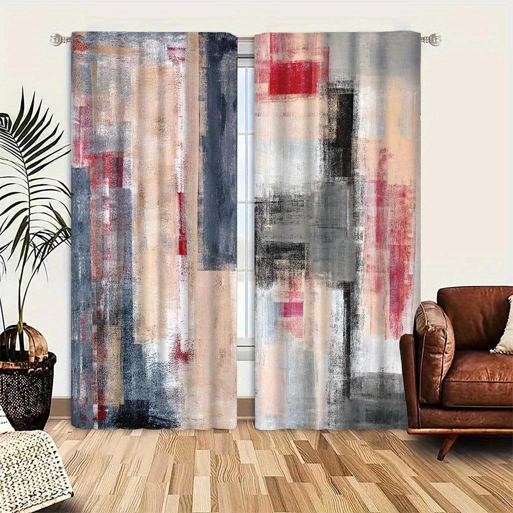 2 - Panel Collection Abstract Art Printed Drapes Rod Pocket Style Ideal for Easy Hanging Fade - Resistant PolyesterDrapesIdeal forBedchamberKitchen