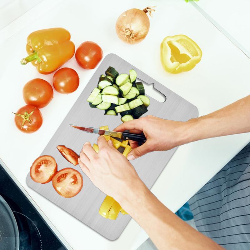 Küchen Titan Schneidebrett 304 Edelstahl doppelseitiges lebensmittelechtes Schneidebrett verdickt Antihaft Schneidebrett