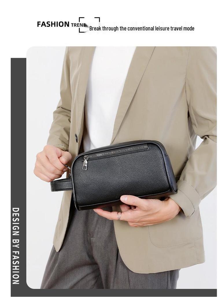 Men's Large Capacity Lightweight PU Business Clutch Bag