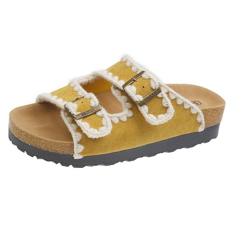 Thick-bottomed Boken slippers women's 2025 summer new versatile outer wear one-word belt buckle cool slippers Boken half slippers