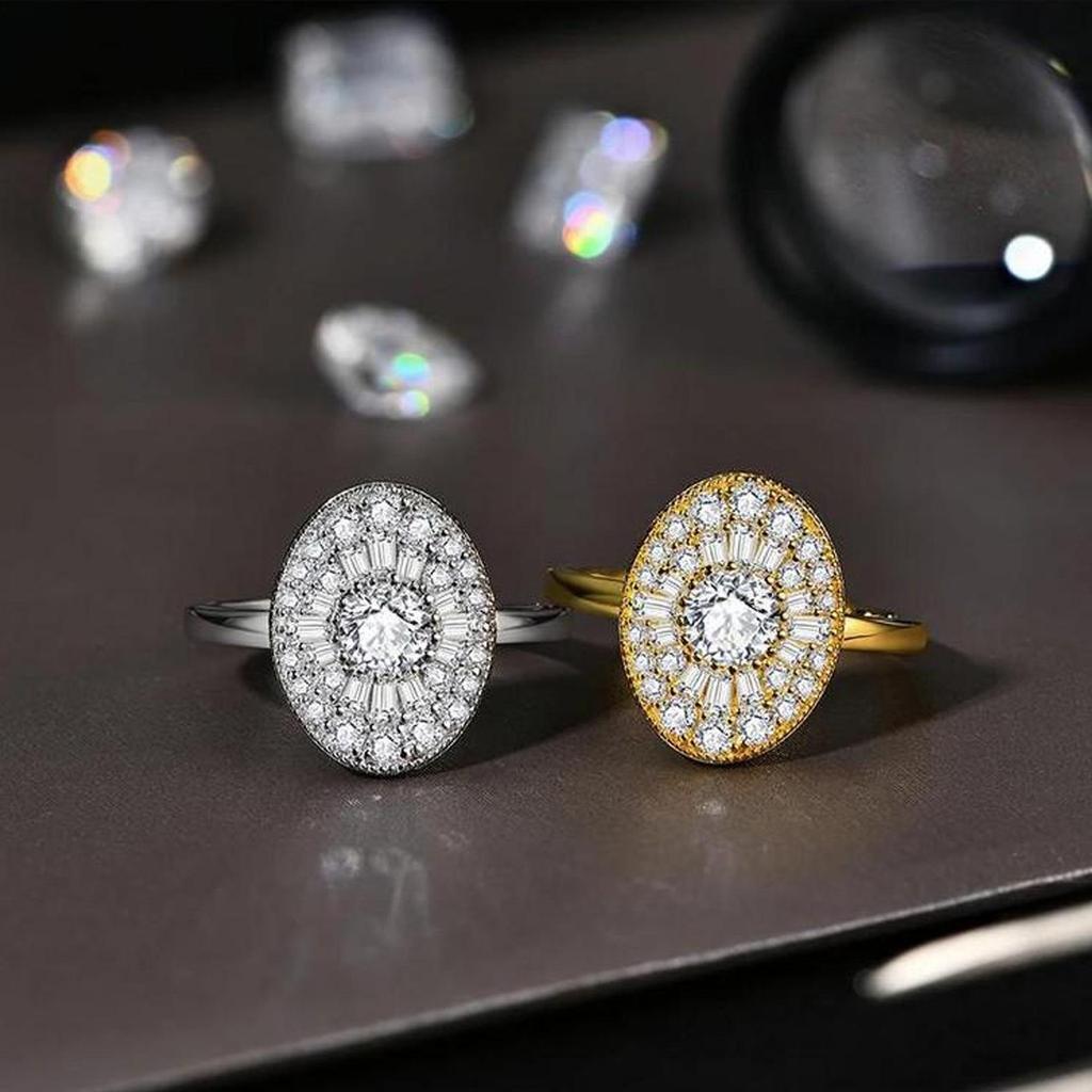 Premium Two-Tone Oval Zircon Copper-Plated Couple Ring (Sizes 5-10)