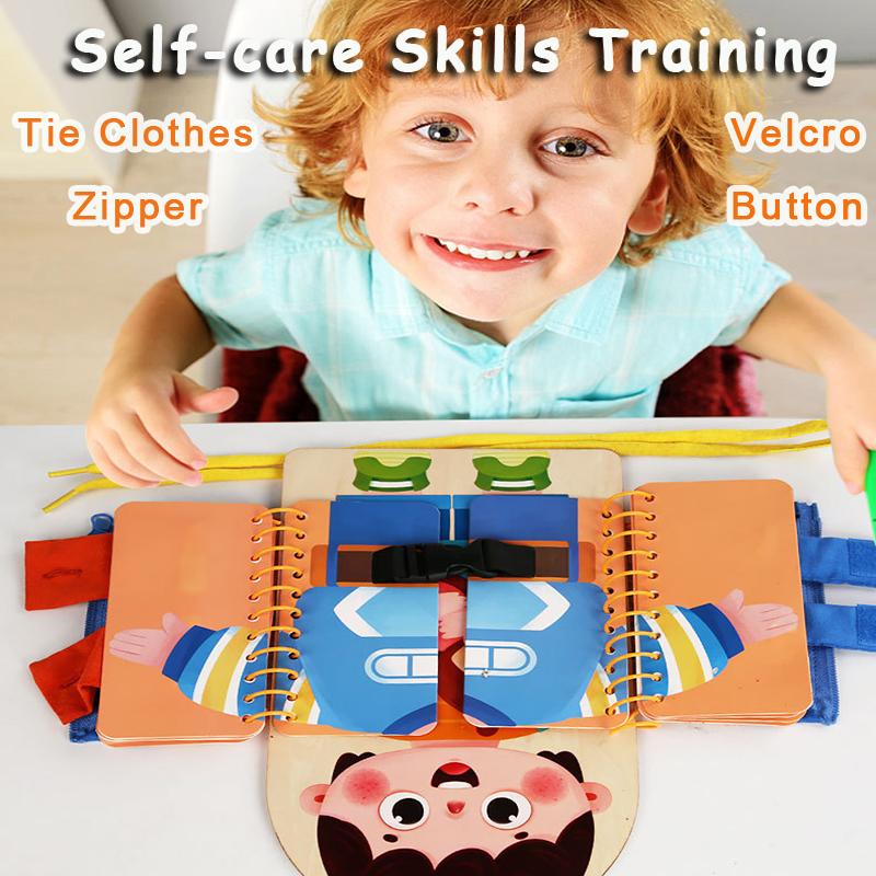 Carte pentru copii ocupați Jucării Montessori abilități motrice fine Buton de antrenament Fermoar Jocuri educaționale timpurii Cărți liniștite Jucării senzoriale