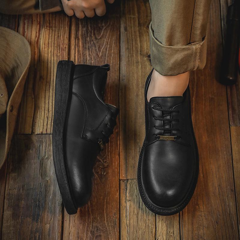 

Новые британские винтажные мужские оксфордские повседневные туфли, высококачественные туфли на платформе, мужские дизайнерские кожаные туфли, модные кроссовки 44 чёрный