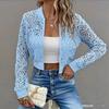Windspitzen Kurzer Cardigan Damen Frühling Dünn Reißverschluss Offen Vorne Langarm Schlanke Passform Mode Vielseitiges Oberteil
