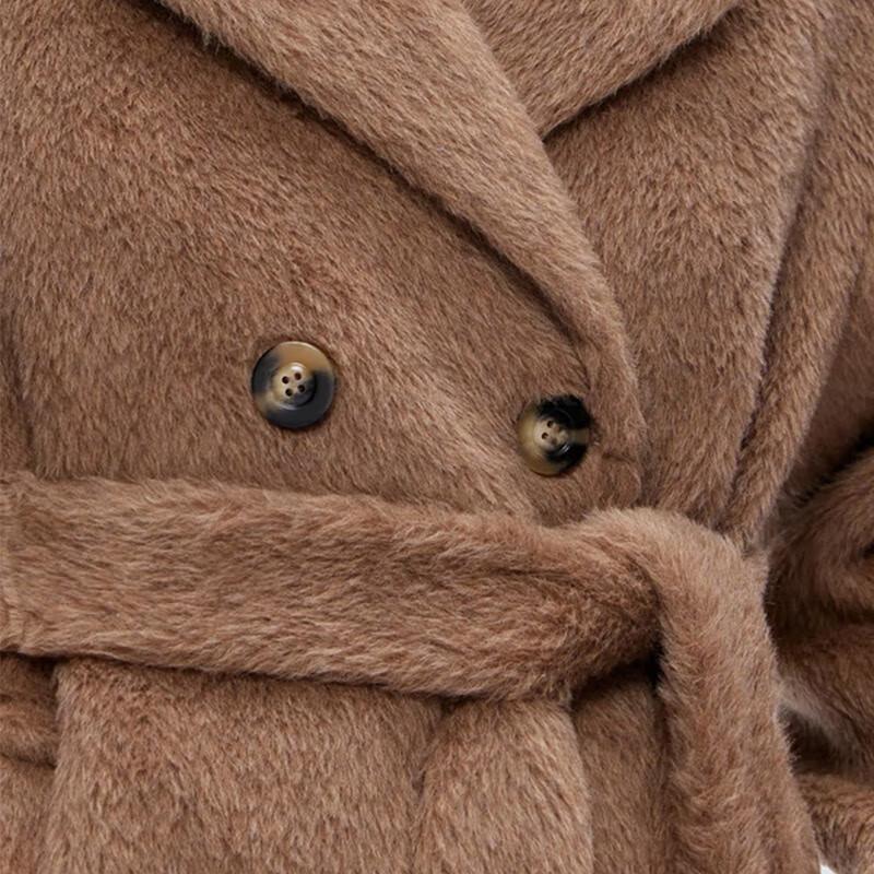 ELLASSAY Women's Elegant Wool Blend Mid-Length Coat