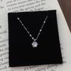 Sterling Silver Zirconia Solitaire Necklace: Six-Prong Light Luxury Clavicle Chain, High-End Niche Design.
