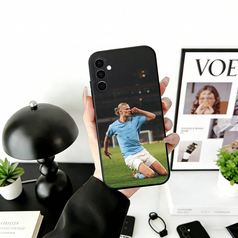 Football Star E-Erling H-Haaland Phone Case For Samsung Galaxy A73,A72,A71,A70,A53,A52,A51,Soft Silicone Black Cover
