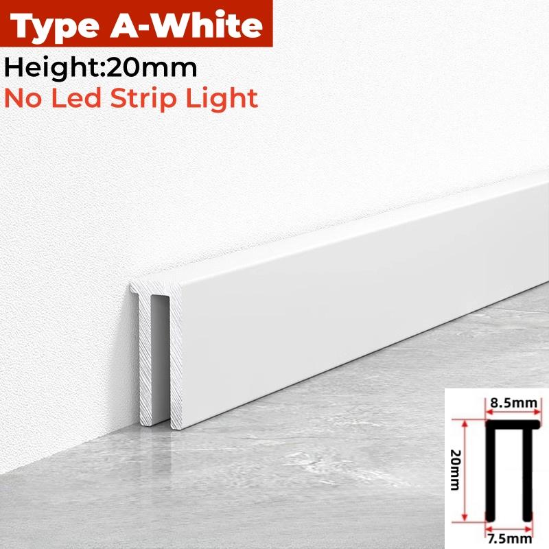 

H20mm Супер узкий светодиодный плинтус Алюминиевые профили Встраиваемый скрытый плинтусный канал Силиконовый рассеиватель Настенная полоса света 0.5mX2pcs