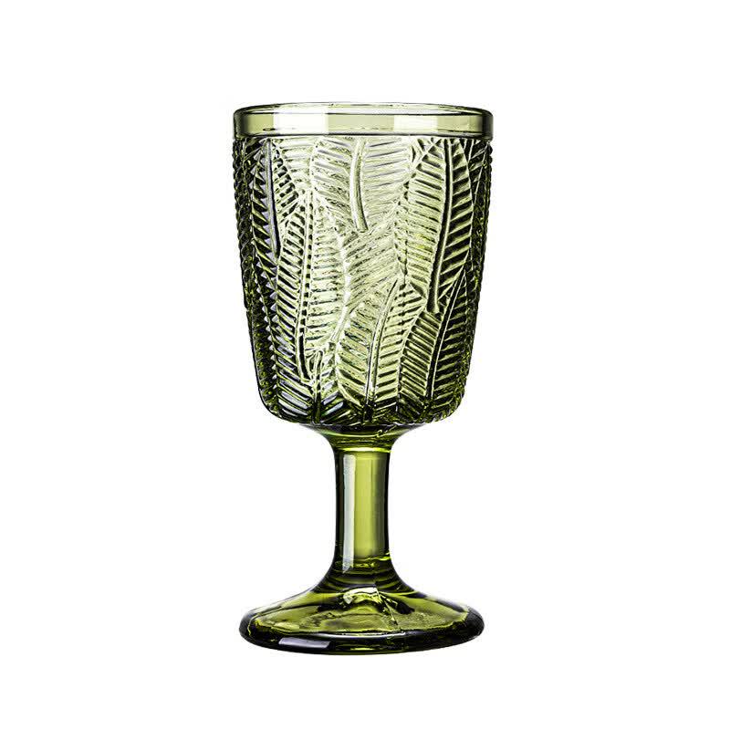 MDNG French Retro Embossed Leaf Glass Goblet