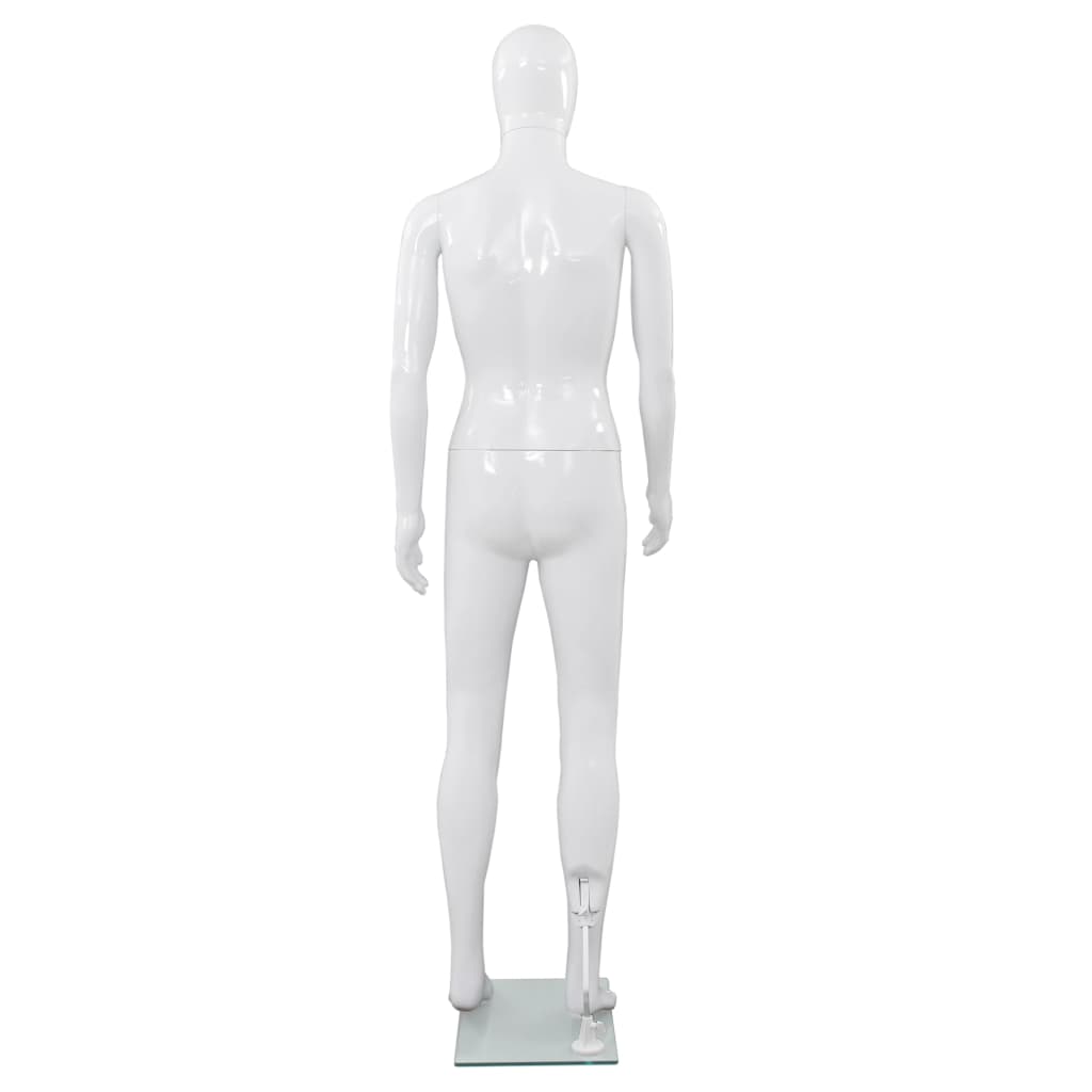 Vidaxl Manekin Męski Ze Szklaną Podstawą, Biały, Błyszczący, 185 Cm
