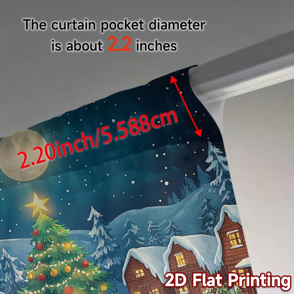 2pcs,Curtains Christmas Tree Snow Night Modern Curtains Machine Washable Fabric Curtains Room Decor Ldeal for Room, Kitchen,