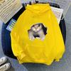 Autumn and Winter Cat Print Loose Hooded Sweatshirt 7013
