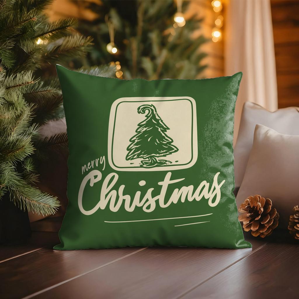 Merry Christmas Green PillowcaseSuitable for Sofa, Car, Bedroom Decorative Cushion Cover Christmas Pillow Cover