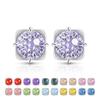 925 Sterling Silver Light Luxury Simple Crystal Zircon Square Round Bud Women's Earrings Birthday Party Anniversary Gift