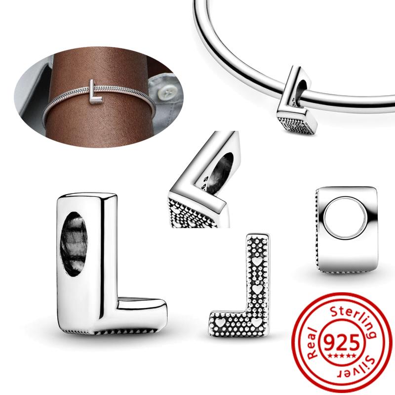 925 Sterlingová měď Čirý zirkon Třpytivé 26 písmen abecedy A-Z DIY Korálky na jméno Vhodné pro originální náramek s přívěsky Pantaro Zirkon