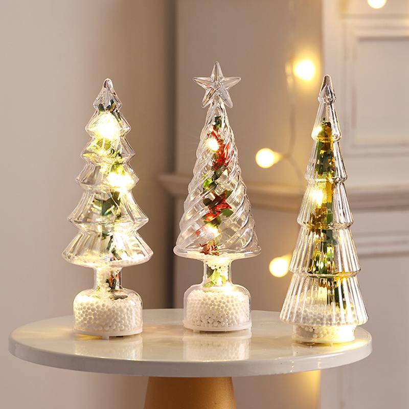 Glowing Christmas Tree Tabletop Ornaments Led Christmas Tree Windows Display Decor Festival Atmosphere Led Night Lights Gift