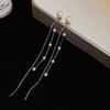 Pearl Chain Tassel Earrings for Women Zinc Alloy Needle Luxury Drop Earrings Luxury Designer Zircon Girls' Night