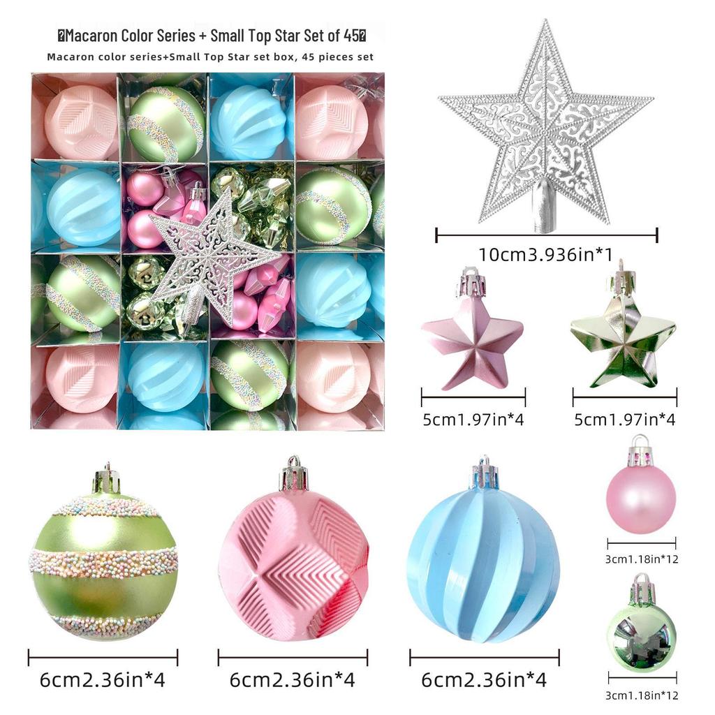 Rainbow Macaron Candy Color Christmas Ornament Set - Gift Box & Party Hanging Decorations