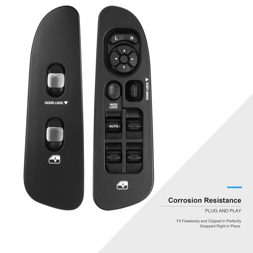 BASIKER Master Power Window Switch And Bezel Driver Side And Window Bezel Passenger Side Replacements For 2002-2010 Dodge Ram 1500 2500 3500, Black