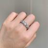Huitan Geometric Cubic Zirconia Ring for Engagement Ceremony Fashion Female Wedding Band Modern Style Zircon for Women