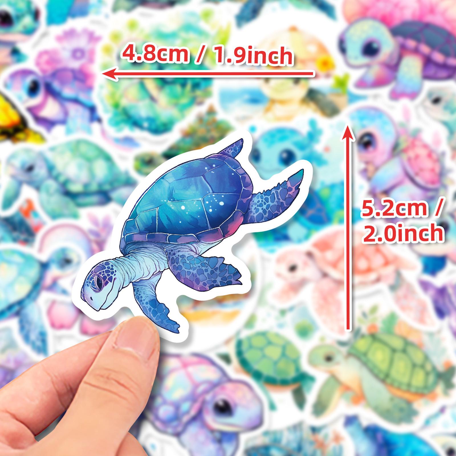 

50 Наклеек с маленькими черепашками, Милый декор с морскими черепахами, Набор водонепроницаемых наклеек для украшения iPad, чемодана