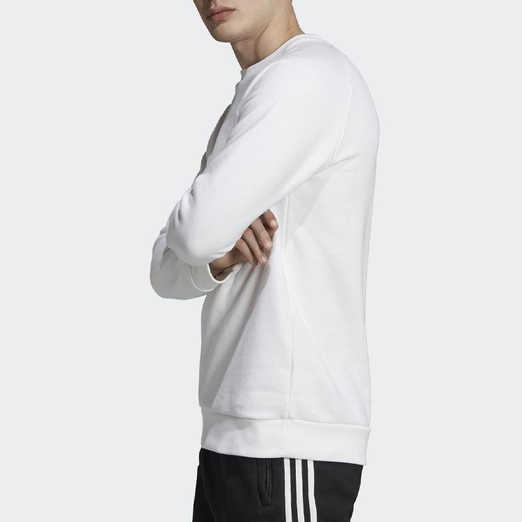 adidas Originals Trefoil Casual Pullover Sweatshirt, Men Long Sleeve Sports Daily Tops White ED6208