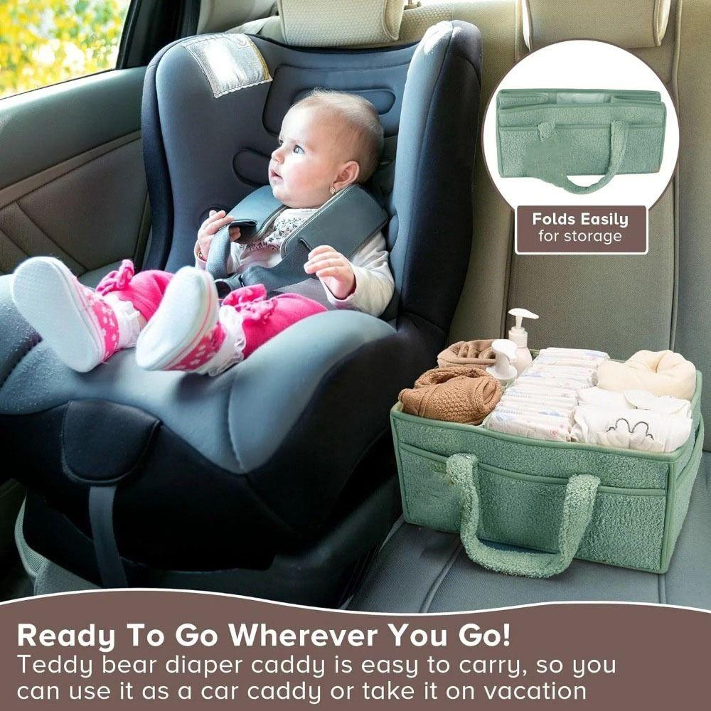 Large Capacity Baby Diaper Bag Plush Diaper Storage Basket Travel Handbag Mommy Bag Boys Girls