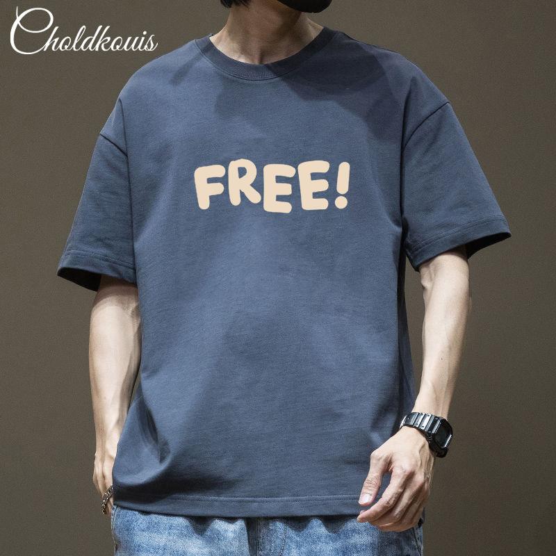 Minimalistische Sportbekleidung T-Shirts Bedrucktes Kurzarm-T-Shirt für Herren Baumwolle Sommer-Tops