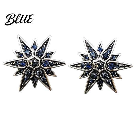 Alloy Lapel Pin 1/2Pcs Double-Layered Eight-Pointed Star with Rhinestones Thickened