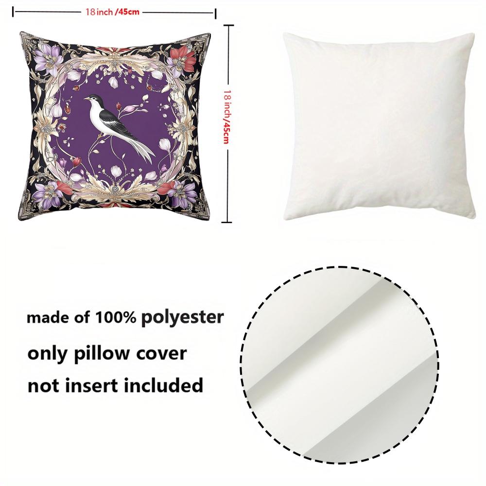 1 pieces -2D flat printing Floral & Bird Patterned Decorative Throw Pillows Polyester pillowcase, sofa decorative cushion cov
